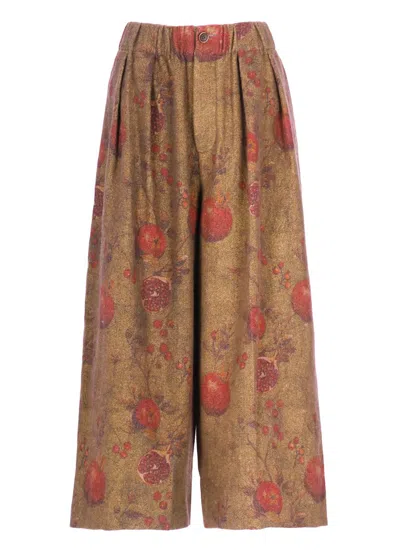 Uma Wang Wide-leg Floral Pattern Trousers In Multi