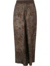 Uma Wang Pantaloni Larghi In Jacquard Con Fiori 'pansy' In Verde Milirare