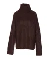 Uma Wang Soft Alpaca High Neck Oversized Knit Sweater In Brown