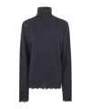 Uma Wang Turtleneck Frayed-hem Sweater In Blue