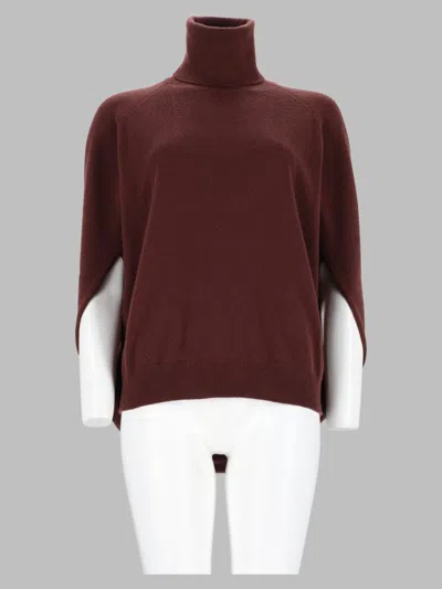 Uma Wang Turtleneck Sweater Poncho In Burgundy