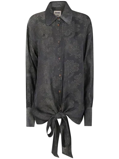 Uma Wang Floral-pattern Shirt In Gray