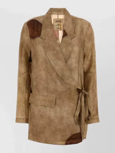Uma Wang Twill Khloe Blazer Wrap Design In Brown