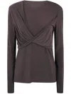 Uma Wang "twist" Long Sleeve Top In Brown