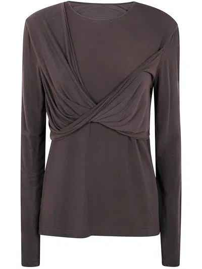 Uma Wang "twist" Long Sleeve Top In Brown