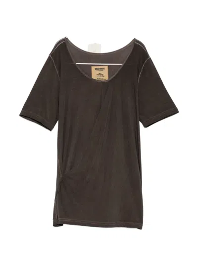 Uma Wang Twist-detail T-shirt In Brown