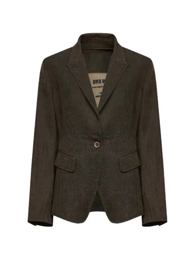Uma Wang Twisted Asymmetric Jacket In Brown