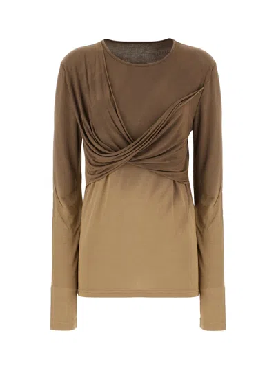 Uma Wang Twisted Top Olive / Brown In Multi