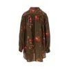 Uma Wang Pomegranate-print Asymmetrical-buttoned Top In Brown