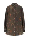 Uma Wang Brown Twill Tyesha Printed Shirt