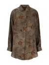 Uma Wang Brown Twill Tyesha Printed Shirt In Gray
