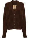 Uma Wang Checked V-neck Cardigan In Brown