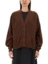 Uma Wang Checked V-neck Cardigan In Brown