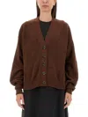 Uma Wang Checked V-neck Cardigan In Brown