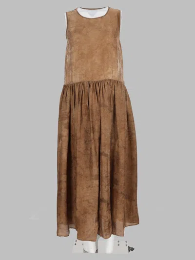 Uma Wang V-back Draped Dress In Brown