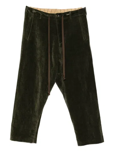 Uma Wang Velvet Drop-crotch Trousers In Green