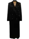 Uma Wang Velvet-effect Double-breasted Coat In Schwarz