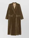 Uma Wang Velvet Texture Camelot Coat With Peak Lapels In Brown