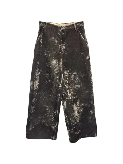 Uma Wang Velvet-effect Straight-leg Trousers In Green