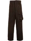 Uma Wang Vertical-stripe Drop-crotch Trousers In Brown