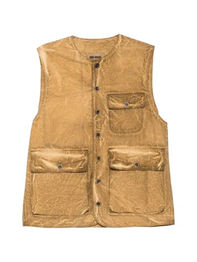 Uma Wang Vest With Flap And Button Pocket In Brown