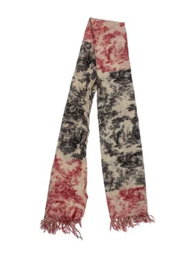 Pre-owned Uma Wang Virgin Wool Tie-dye Print Scarf In Red