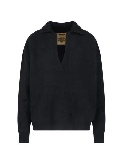 Uma Wang V-neck Collared Sweater In Animal Print