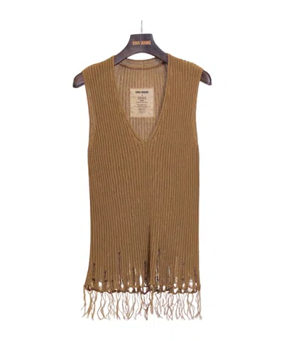 Uma Wang V-neck Knit Vest In Brown