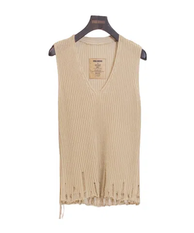 Uma Wang V-neck Knit Vest In Brown