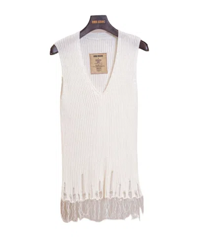 Uma Wang V-neck Knit Vest In White