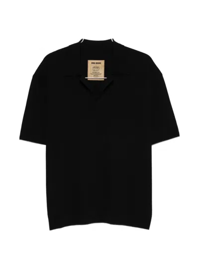 Uma Wang V-neck Short-sleeve T-shirt In Black