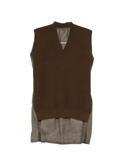 Uma Wang V-neck Sleeveless Top In Brown