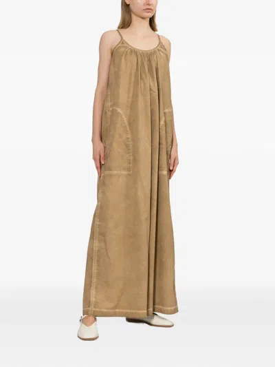 Uma Wang Washed-effect Wide-leg Jumpsuit In Gold