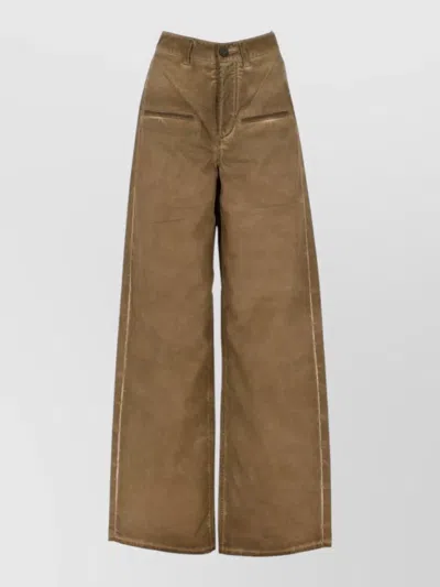 Uma Wang Wide Leg Pants Back And Front Pockets In Brown