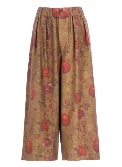 UMA WANG WIDE-LEG PANTS WITH CONTRASTING FLORAL MOTIFS
