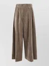 Uma Wang Wide Leg Trousers Button Detail In Brown
