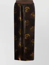 Uma Wang Wide Leg Velvet Trousers With Abstract Print In Brown