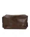 Uma Wang Logo-debossed Leather Shoulder Bag In Brown