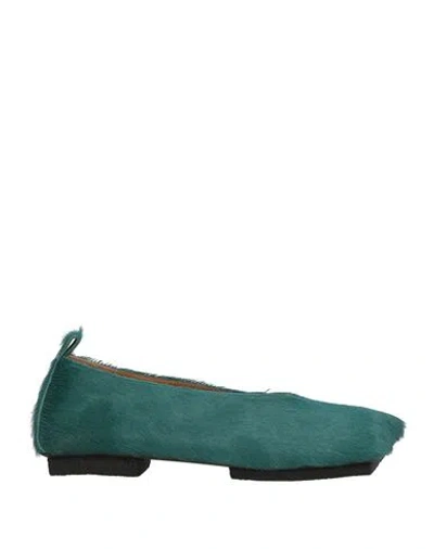 Uma Wang Woman Ballet Flats Emerald Green Size 10 Leather