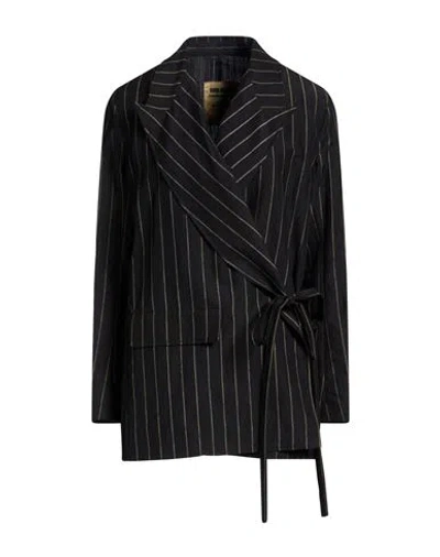 Uma Wang Woman Blazer Black Size M Virgin Wool, Ramie