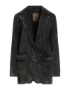 Uma Wang Woman Blazer Charcoal Size L Cotton, Modal, Elastane In Black
