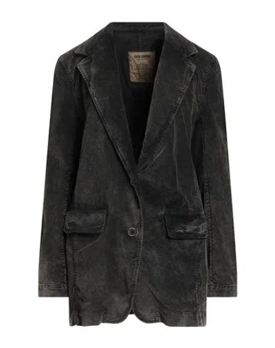 Uma Wang Woman Blazer Charcoal Size L Cotton, Modal, Elastane In Black