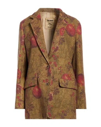 Uma Wang Woman Blazer Military Green Size S Virgin Wool, Linen, Polyamide In Brown
