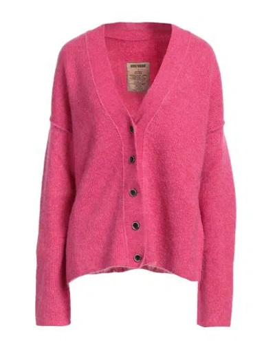 Uma Wang Woman Cardigan Fuchsia Size M Virgin Wool, Mohair Wool, Polyamide, Elastane In Pink