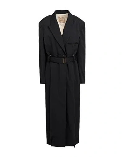 Uma Wang Woman Coat Black Size M Polyester, Virgin Wool, Elastane