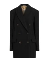 Uma Wang Woman Coat Black Size M Virgin Wool, Linen, Cotton In Black