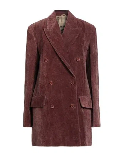 Uma Wang Woman Coat Brick Size Xs Cotton, Linen In Red
