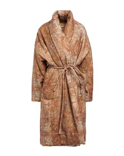 Uma Wang Woman Coat Brown Size S Virgin Wool, Linen, Polyamide