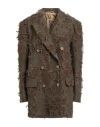 Uma Wang Woman Coat Khaki Size M Virgin Wool, Wool, Cotton, Polyamide In Brown