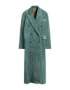 Uma Wang Woman Coat Turquoise Size L Cotton, Linen In Green